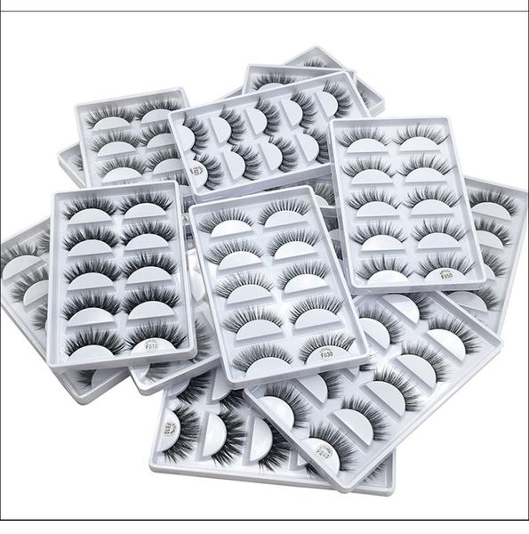 

5 pairs pack handmade 3d mink natural long cross false eyelashes fake eye lashes extensions soft fake eye lash extensions black l7190043