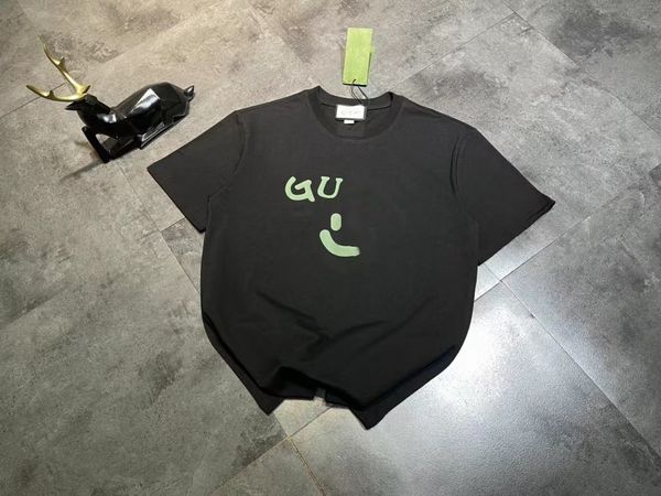 

2023 new summer leisure fashion couple pullover round neck short sleeve t-shirt lazy style simple printing loose fit, White