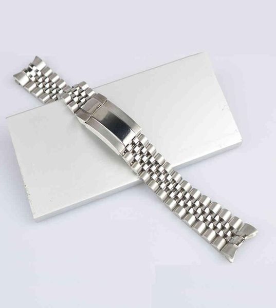 

316l solid screw links watch band strap bracelet jubilee with 20mm silver clasp for master ii1041936, Black;brown