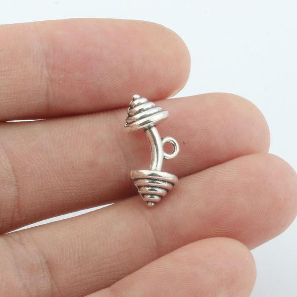 

50pcs charms fitness equipment dumbbell pendants for jewelry making a-7, Bronze;silver