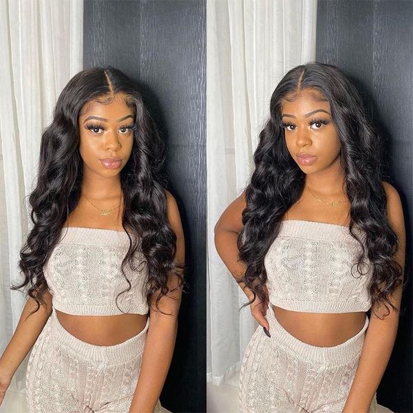 

full lace frontal wig human hair wigs 30inch body wave lace closure wig 13x4 lace front for women preplucked, Black;brown