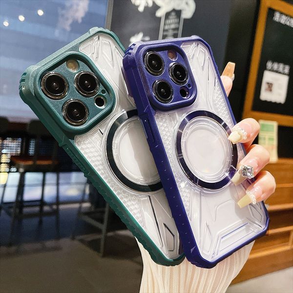 

simple clear solid armor magnetic for magsafe case for iphone 14 13 12 11 pro plus max wireless charging shockproof bumper cover