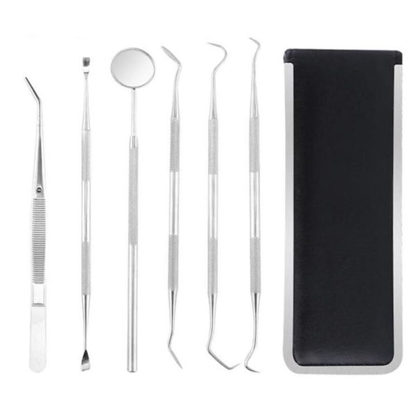 

6pcs stainless tooth clean tool set hygiene picks mirror kit oral health tooth cleaning inspection tartar cleaner8359637