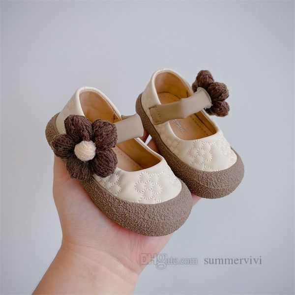 

2023 autumn toddler kids flat shoes sweet baby girls stereo flower princess shoes children floral quilted non-slip shoe z2834, Black;grey