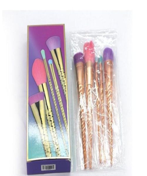 

makeup brushes sets cosmetics brush 5 bright color rose gold spiral shank makeup brush unicorn screw makeup tools 5740565
