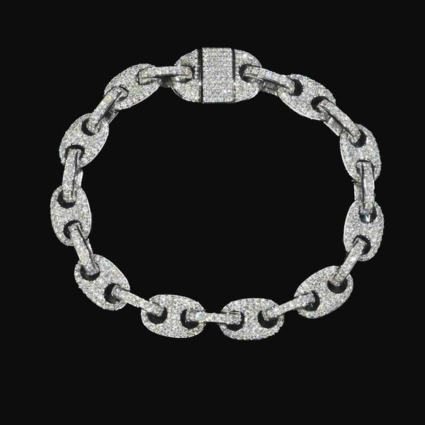 

pass diamond tester vvs ice out moissanite coffee beans cuban link chain 8mm bracelet silver fine jewelry for man woman