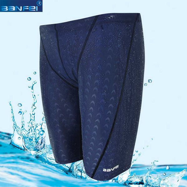 

men's swimwear banfei professional swimming shorts men waterproof competition swim trunks training suit swimwear pant half to kneehkd23