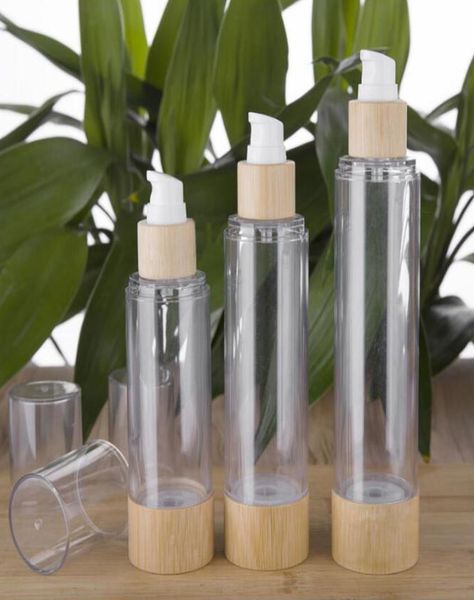 

empty container storage bottles jars bamboo vacuum bottle pump airless portable cosmetic lotion treatment travel accessories 20m8453379