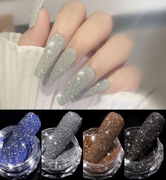 

1box sparkling diamond laser silver reflective nail glitter powder dust fine shiny pigment holographic nails art decorations2755125, Silver;gold