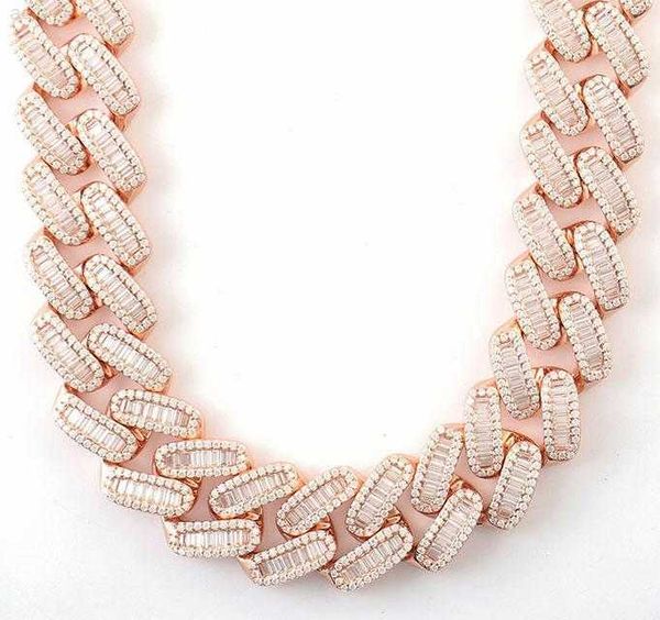 

kibo fine jewelry necklaces vvs diamond chain 925 silver 20mm miami hip hop iced out baguette moissanite cuban chain necklace