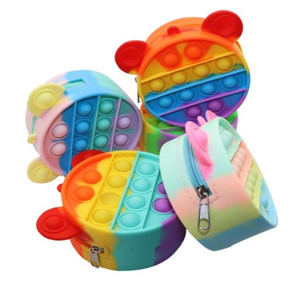 

fidget toys wallet money clips sensory fashion cartoon coin purse kid push bubble rainbow anti stress educational children and adu8576452, Black