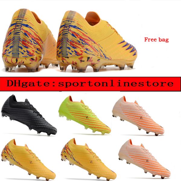 

gift bag mens high ankle football boots vivid spark firm ground cleats neymar acc ghost soccer shoes outdoor trainers botas de futbol new b, Black