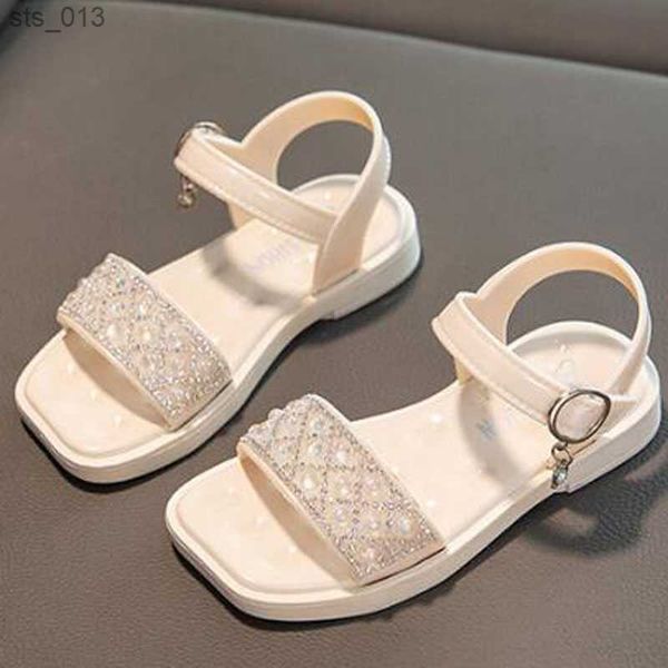 

2023 new girls sandals rhinestone summer shoes kids open toe beach shoes for girls childrens sandals princess shoes csh1424 l230518, Black;red