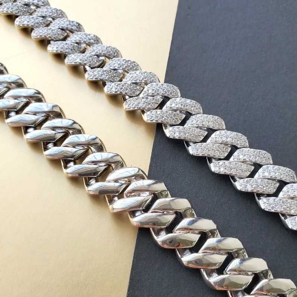 

mens luxury cuban chain necklace 925 sterling silver hip hop 14mm 12mm moissanite cuban link chain necklace