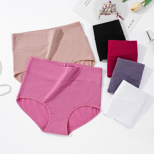 

plus size women panties cotton soft underwear women high waist ladies briefs lingerie breathable underpants m10237, Black;pink