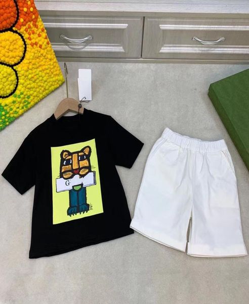 

child designer clothe sets bear childrens kids short sleeve tshirt print shorts set suit brand boys clothing cotton tees size 901360197, White