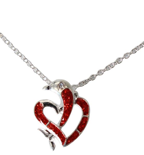

lovely dolphin heart necklaces pendants enamel fish gold chain necklace women animal jewelry drop collares1781885, Silver