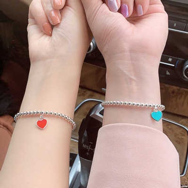 

temperament s925 plated sterling silver bracelet female enamel red love tiffay buddha beads heart 9f4j, Black