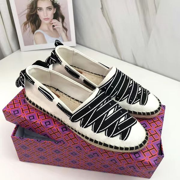 

luxury casual women shoes espadrilles summer designers ladies flat beach half slippers fashion woman loafers fisherman canvas shoe 04, Black