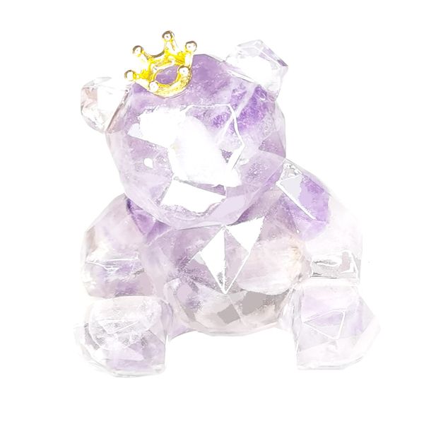 

Decorative Figurines Amethyst Crystal Bear Desk Decor Gifts for Kids Women Girlfriend Home Decorations Objects 2.56" Shelf Ornament for Lucky Heathy