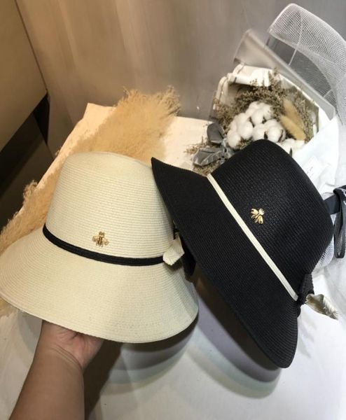 

fashion bee hat lovely bow knot hat outdoor foldable hats travel beach sun hats women garden party hat3430231, Black;white
