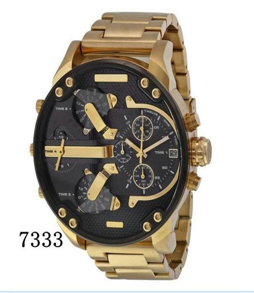 

sports mens watches big dial display brand luxury watch quartz watch steel band 7333 fashion wristwatches for men 73153764441, Silver