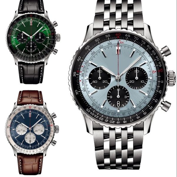 

deigner watches men fashion aaa watch blue black white multi dials work orologio di lusso 50mm navitimer waterproof womens watch xb010 c23, Slivery;brown