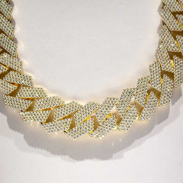

hip hop jewelry rapper fashion 24mm 4 rows bust down miami diamond 925 sterling silver moissanite iced out cuban chain necklace
