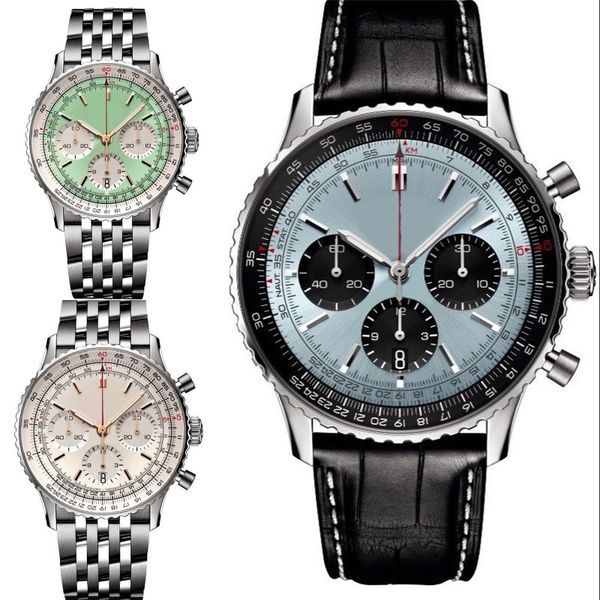 

womens designer watch popular fashion watches 50mm navitimer b01 chronograph reloj sapphire multi dial perfect luxury watch leather strap xb, Slivery;brown