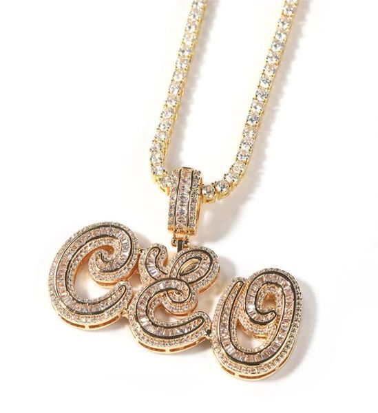 

europe and america custom name necklace bling cz diamond cursive letter pendant necklace with 24inch rope chain for men wo9465352, Silver
