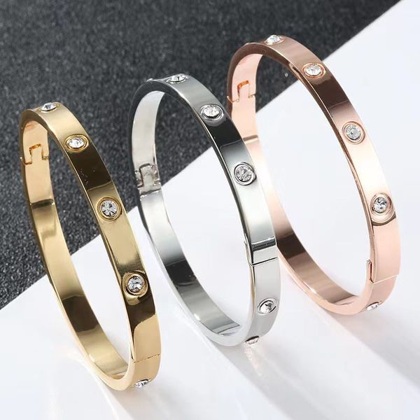 

luxury titanium steel diamond bangle bracelet for women classic design love bangles real 18k gold silver austrian crystal bracelet wedding b, Black