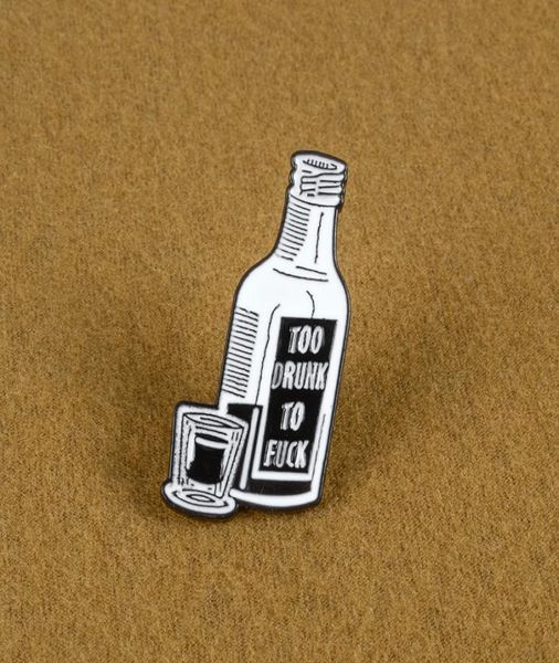 

too drink wine enamel pin bottle cup badge brooch backpack clothes lapel pin black and white glass jewelry gift for friends men9959533, Blue