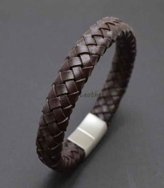 

charm bracelets 5pcslot custom logo jewelry stainless steel accessories weave genuine leather women bracelet men bangles hombre p6770843, Golden;silver