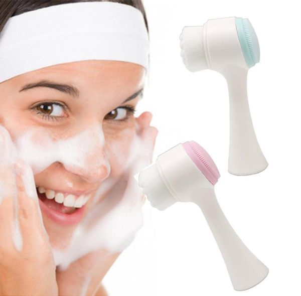 

double sides multifunctional silicone facial cleansing brush portable size 3d face cleaning massage tool facial brush8692901