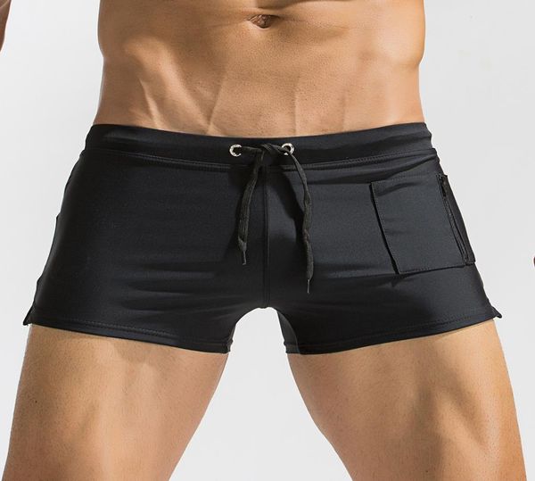 

swimwears men side zipper pocket gay mens swimwear swimtrunks man swimming shorts beach mens swimming trunks bath suit5883378, Red;black