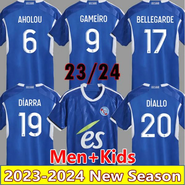 

23 24 rc strasbourg alsace soccer jerseys sylla gameiro sanson maillot de foot lienard diarra home 2023 diallo bellegarde aholou football sh, Black;yellow