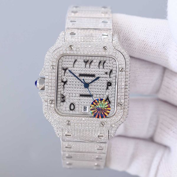 

men luxury wrist watch bling iced out vvs moissanite diamond watchaics, Silver