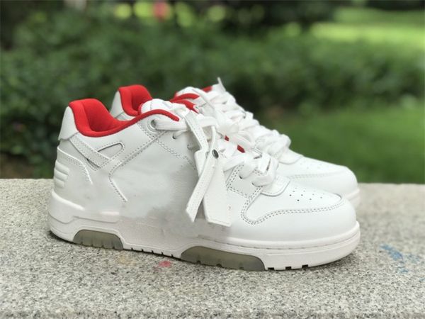 

designer basketball shoes ow for walking white red low leather sneakers with box
