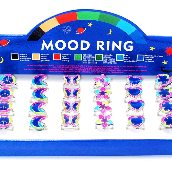 

wholesale 30pcs mixed colorful luminous mood rings for women girls open temperature emotion change color party gift jewelry bulk lots, Golden;silver