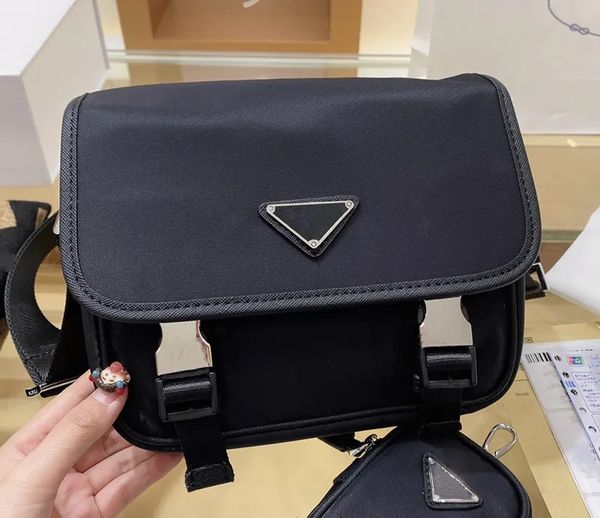 

men luxury designer messenger bag eclipse reverse canvas crossbody bags 3 piece set leather shoulder bag with purse wallet clutch black grey
