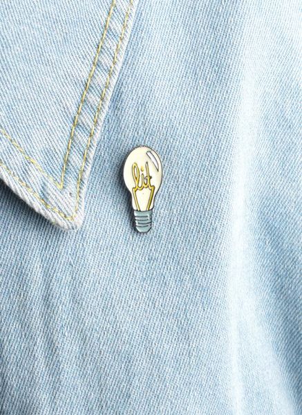 

miss zoe cartoon light bulb pins good idea brooch button pin denim jacket jeans pin badge jewelry creative gift for kids children9035491, Gray