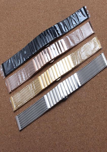 

18mm 20mm 22mm 24mm stainless steel mesh watch bracelet watchband 316 stainless steel silver black gold rosegold watc9319140, Black;brown