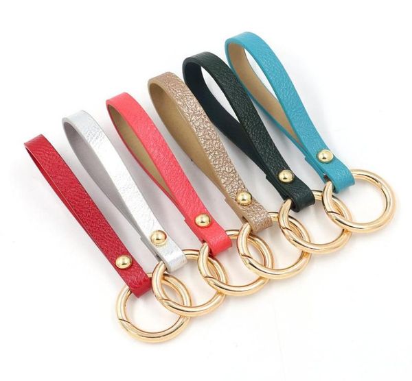 

pu leather wristband keychains women men car purse charms key chain phone shell pendant trinkets keyring ring accessories5743697, Slivery;golden