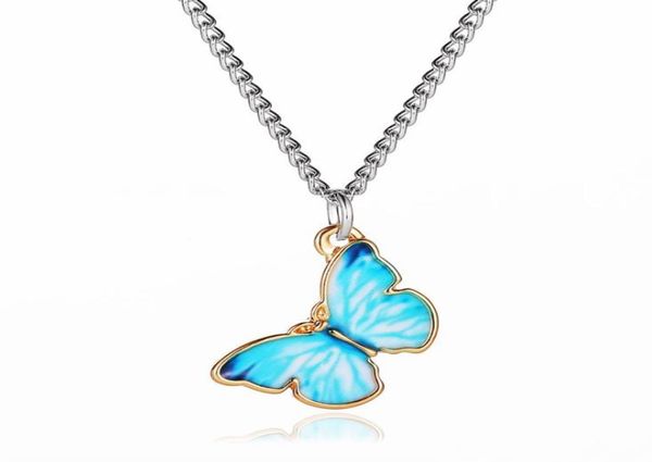 

2020 new fashion sky blue butterfly necklaces clavicle charm animal pendant necklace for girls party jewelry gift1121124, Silver