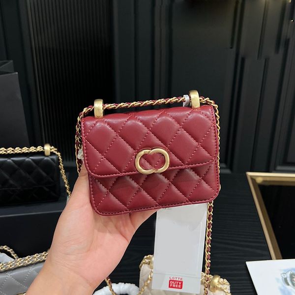 

mini lovely lipstick bag women designer flap handbag with double small balls gold metal hardware matelasse chain crossbody shoulder card hol