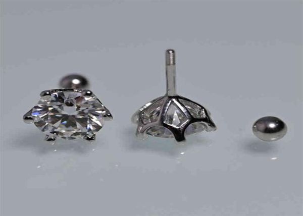 

smyoue 8mm d color 2 0 carat 100 moissanite stud earrings for women screw thread ear studs 925 silver jewelry pass diamond test225086260, Golden;silver