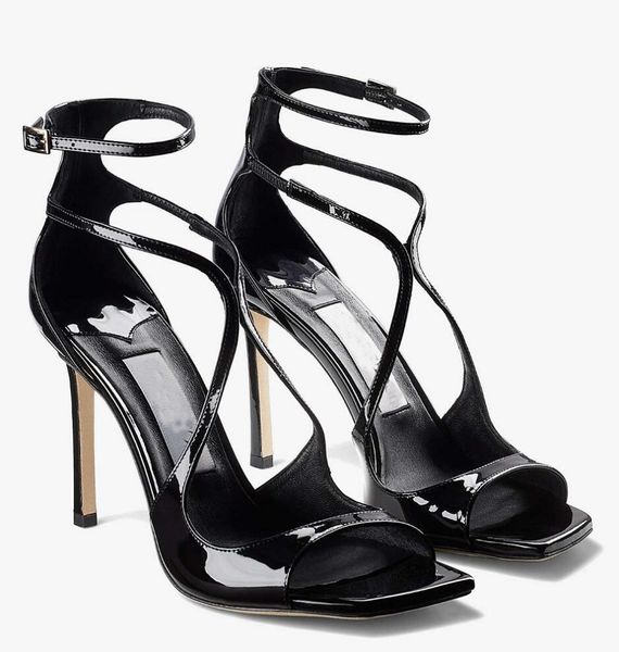 

sandals luxury azia sandals women's square feet high heels, Black
