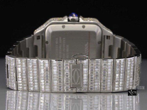 

trending y iced out handset baguette moissanite studded diamond watch automatic movement stainls steel hip hop watch5pq3, Silver