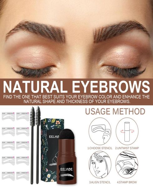 

new brow powder stamp kit one step eyebrow shaping set with 10 sizes card stencil reusable head makeup shadow stick long lasting 11731784
