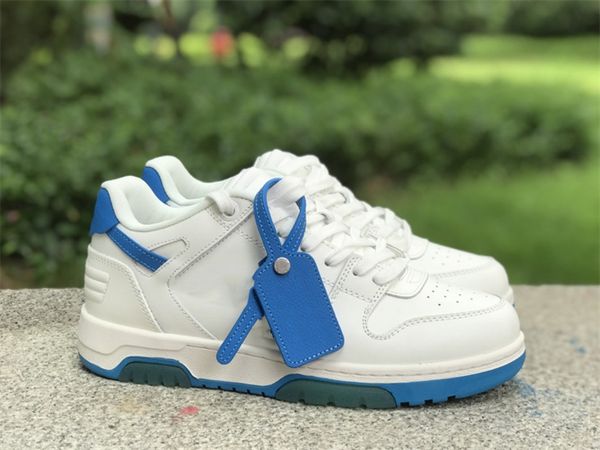

outdoor sports shoes ow calf leather white blue low leather sneakers with original box